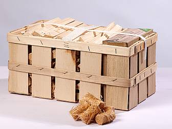 Anzündholz im Spankorb